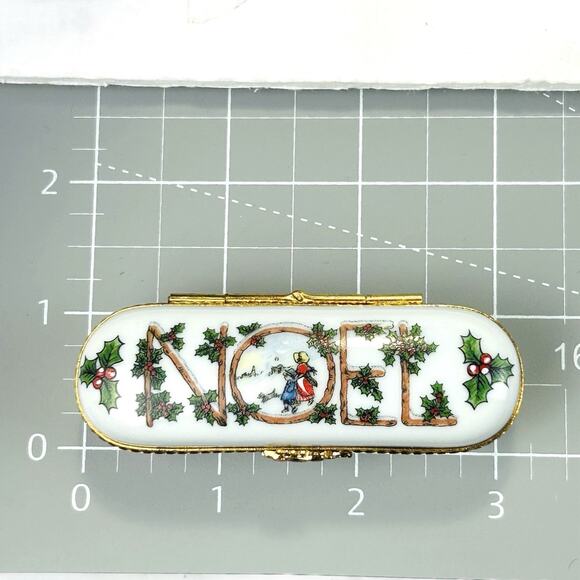 Vintage Limoges Trinket Needle Box Christmas Noel Reindeer Fontanille Marraud FM - Picture 10 of 10